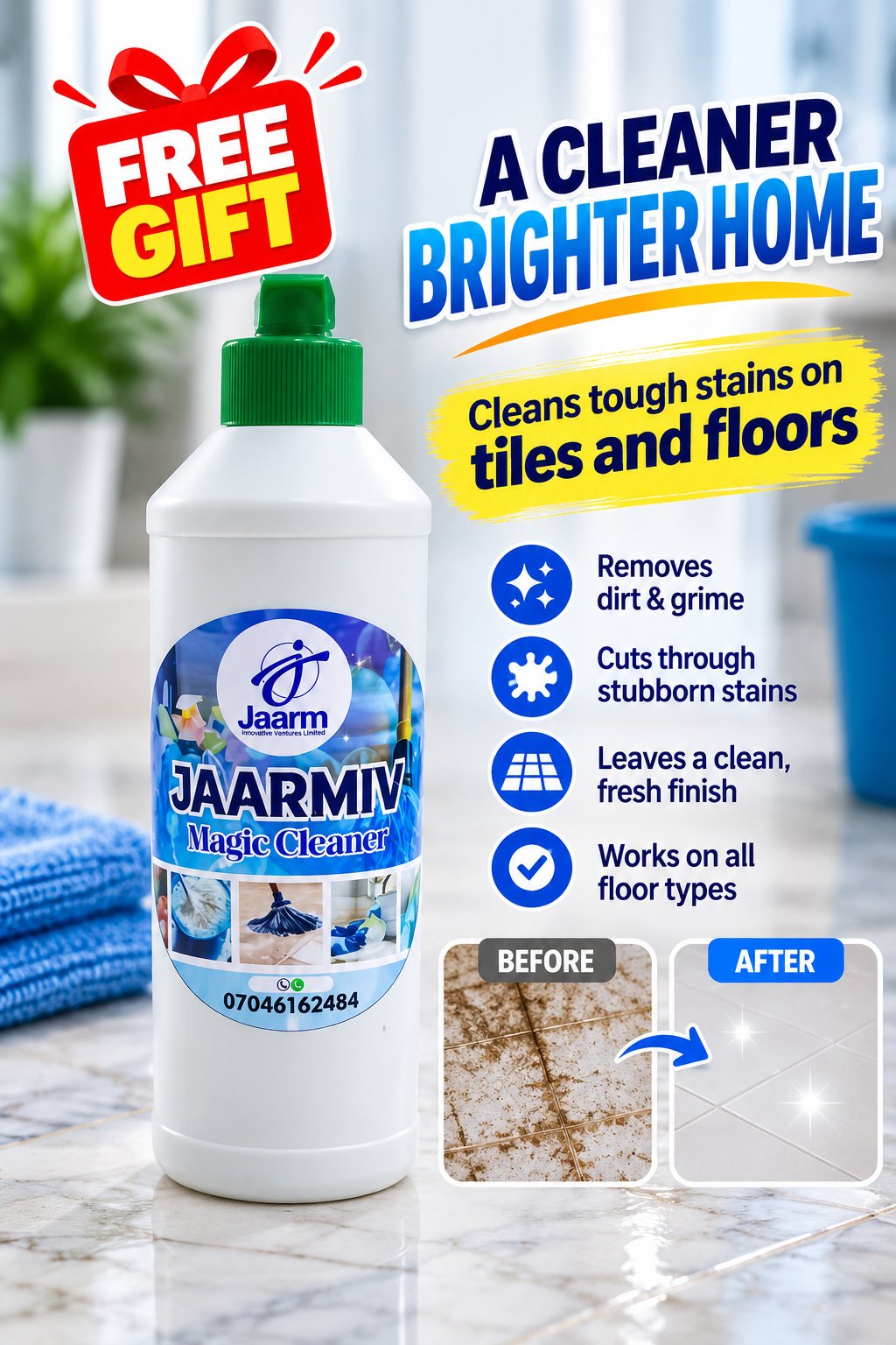 FREE JAARMIV Magic Cleaner 250ml - cleans tough stains on tiles and floors
